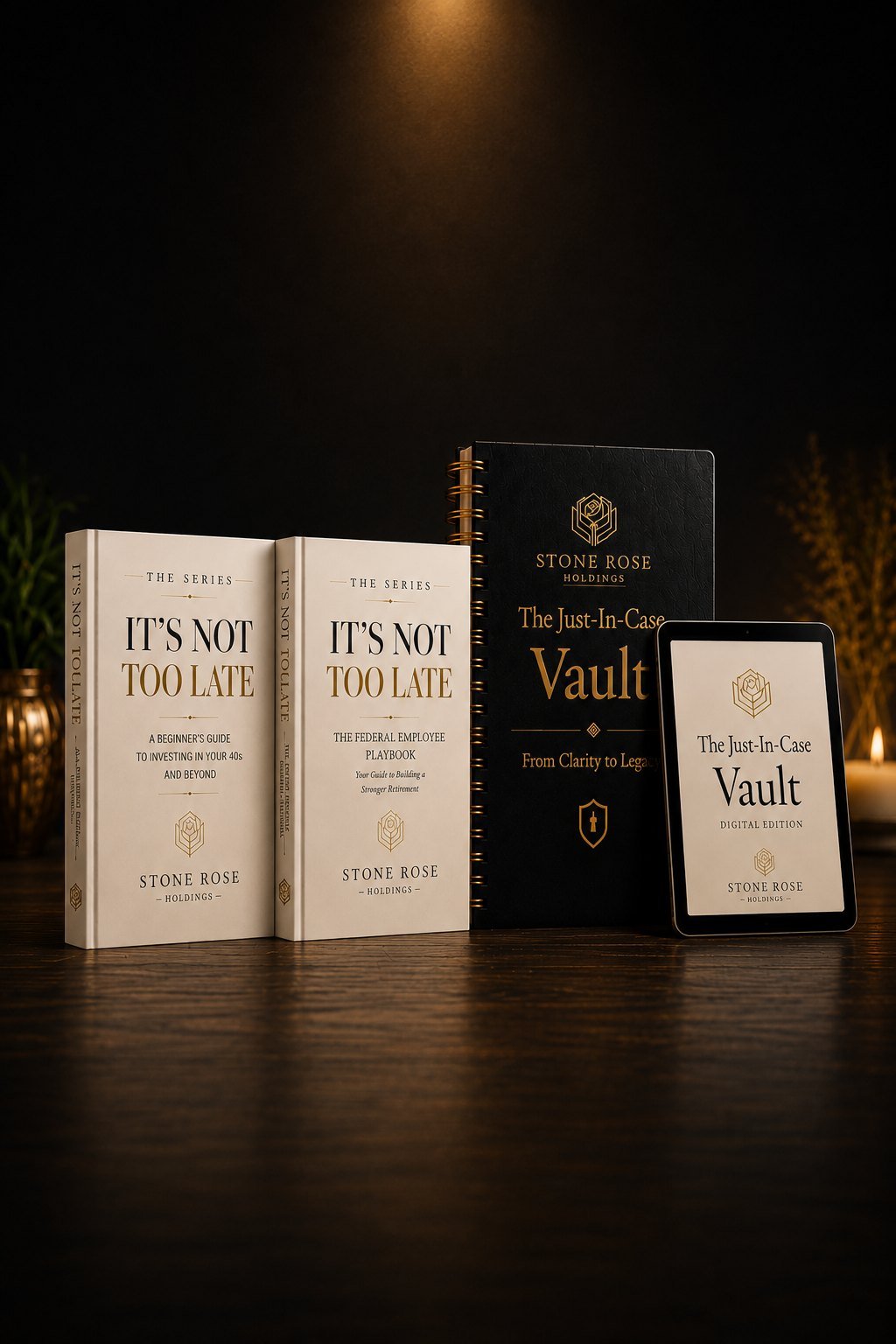 Complete Legacy Bundle — both It's Not Too Late volumes, the Just-In-Case Vault planner, and the digital edition